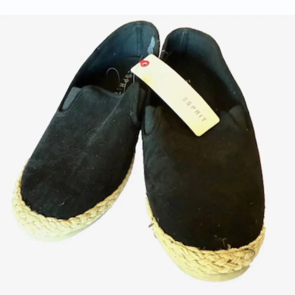 Esprit Erika Black Canvas Espadrille‎ Flats Slip-On Size 9.5